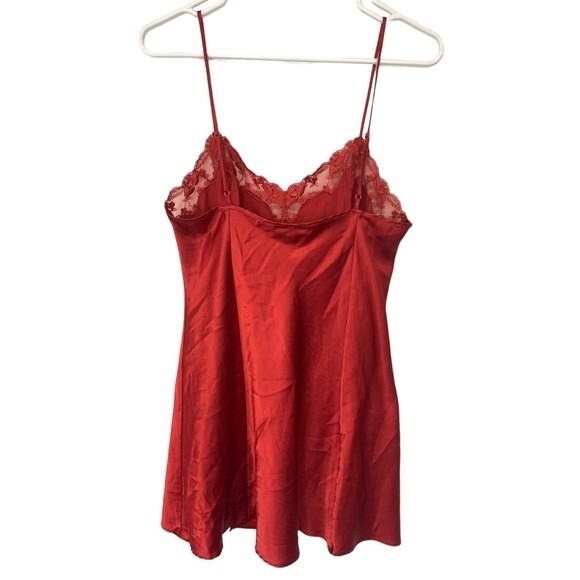 Victoria’s Secret | Silky Deep Red Adjustable Spaghetti Straps Lace Babydoll M - Picture 2 of 5